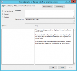 Disabling the display of error notifications.
